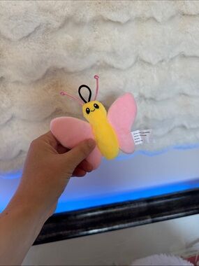 Plush Butterfly Cat Toy - Pink & Yellow